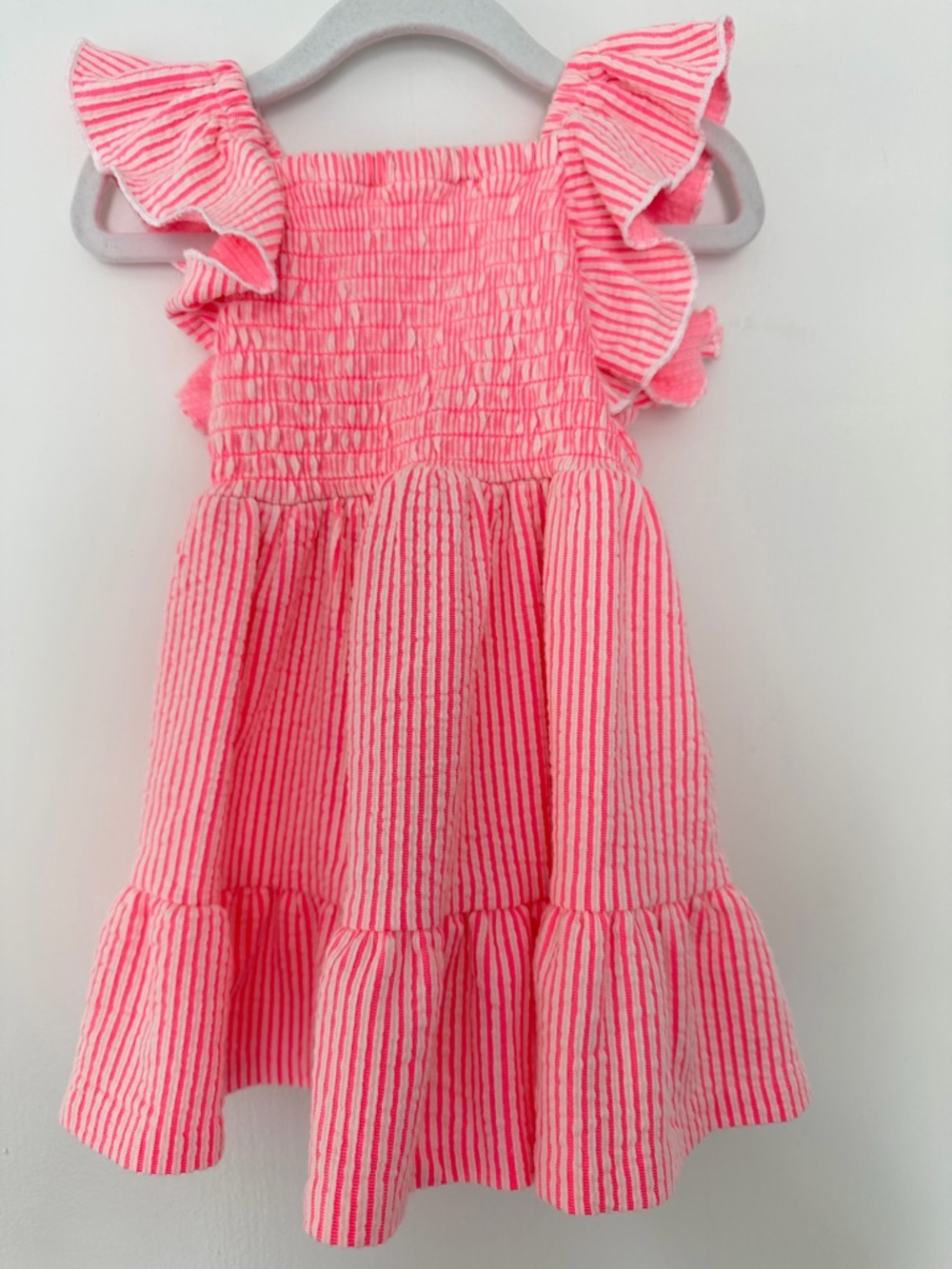 Iris & Ivy Baby Girl Pink Striped Smocked Ruffle Dress 12M